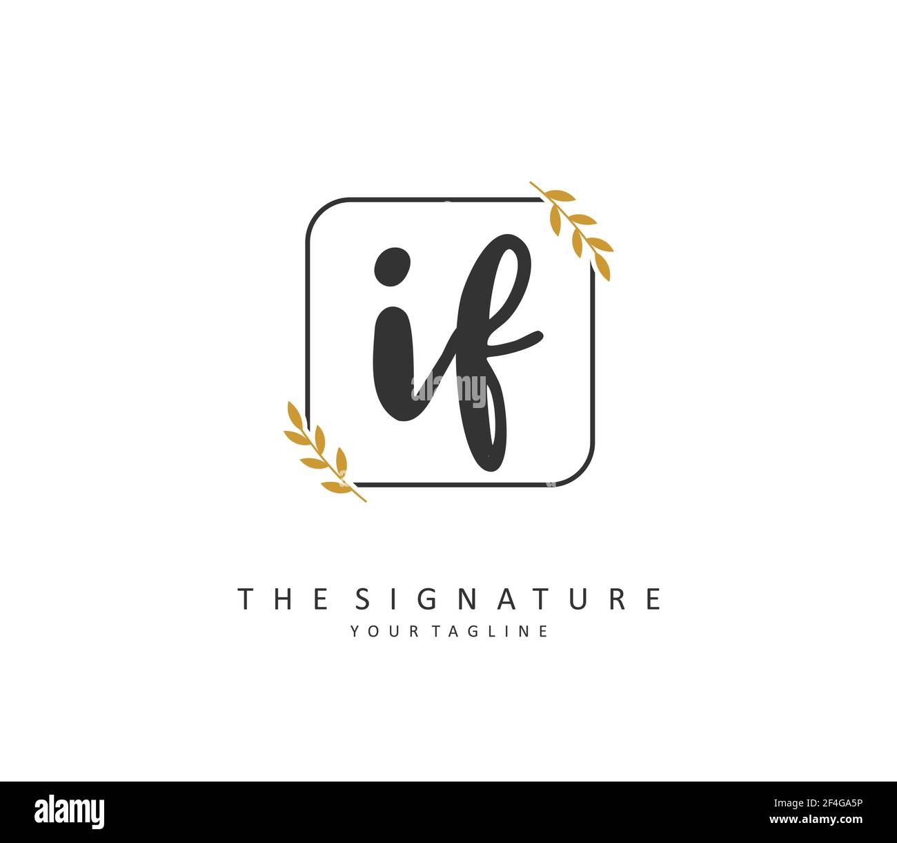 I F Initial letter handwriting and signature logo. A concept handwriting initial logo with template element. Stock Vector