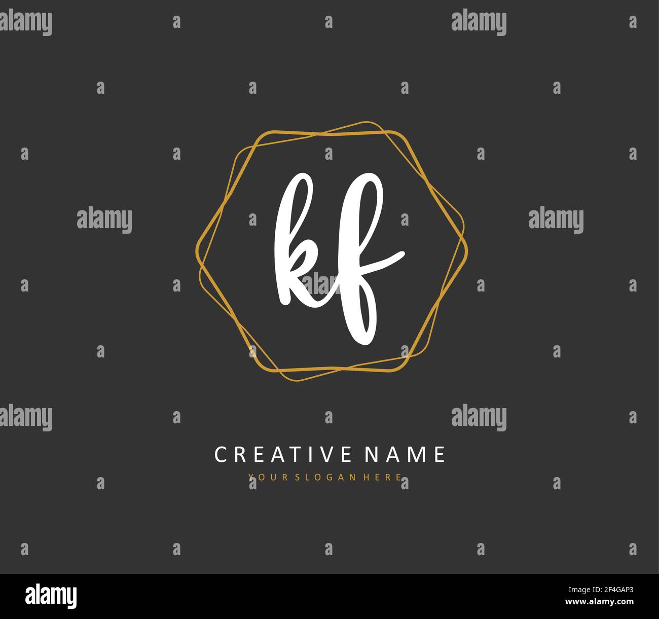 KF Initial letter handwriting and signature logo. A concept handwriting initial logo with template element. Stock Vector