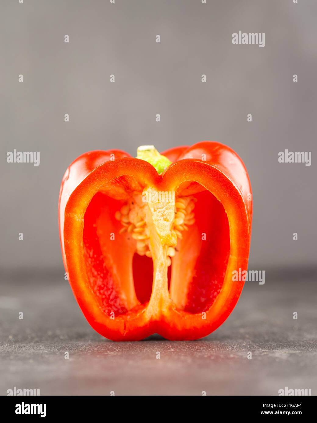 red bell pepper cross section Stock Photo