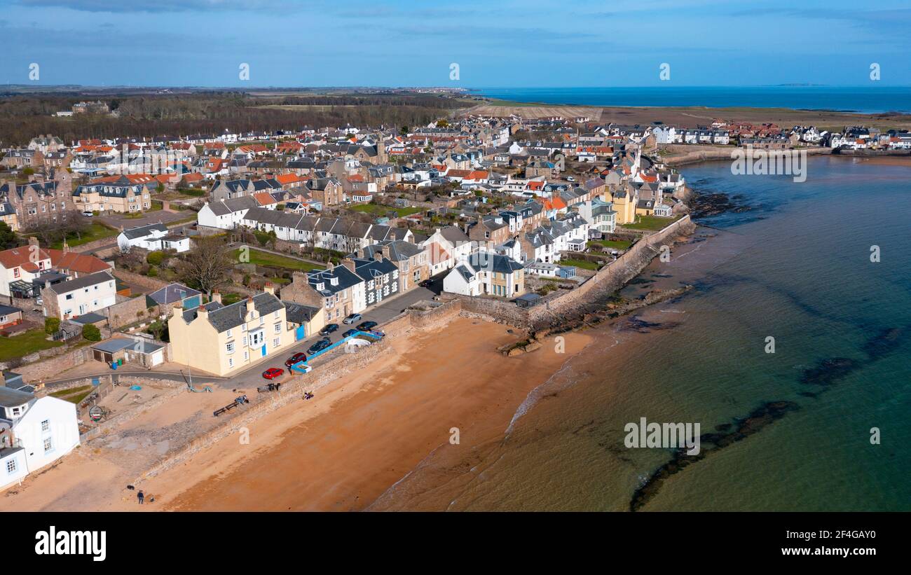 Aerial view of village of Elie on the East Neuk of Fife, in Scotland, UK Stock Photo Alamy