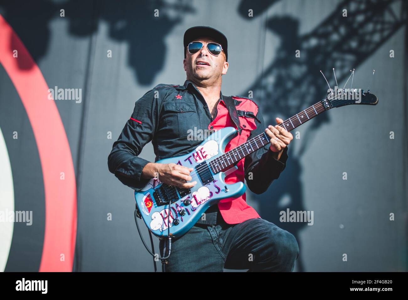 ITALY, FIRENZE 2017: Tom Morello, guitarist of the American rap/rock super  group Prophets of Rage (consisted of members of Rage Agains the Machine,  Cypress Hill and Public Enemy), performing live on stage