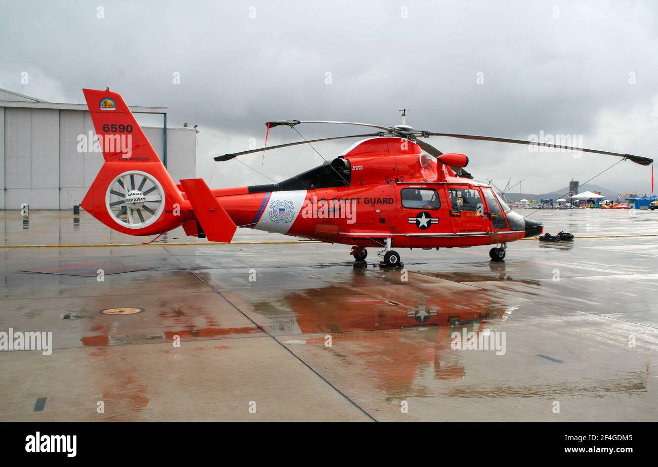 USCG Eurocopter AS-365N Dauphin Resque helicopter at MCAS Miramar Stock Photo