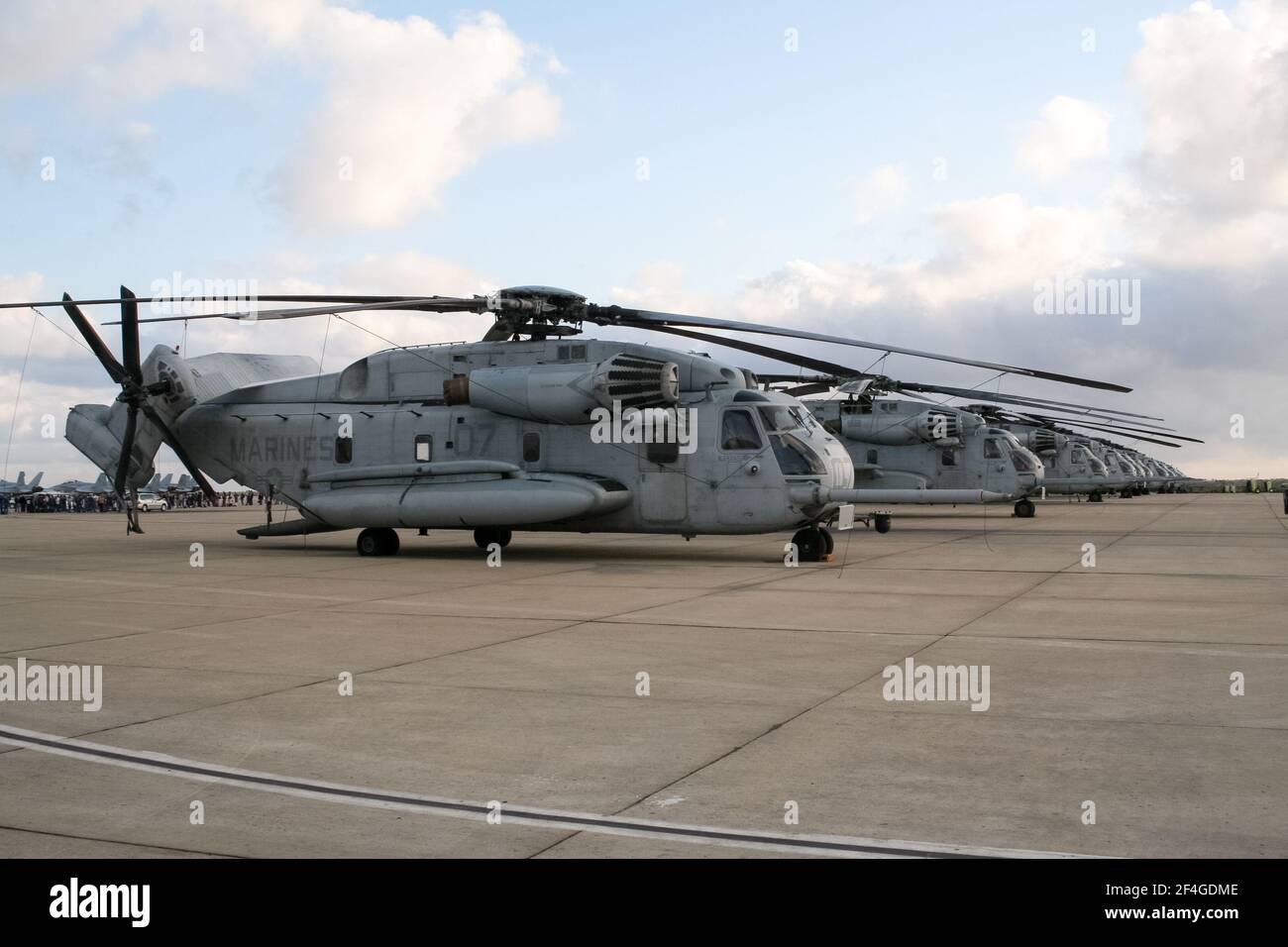 US Marines CH-53E Super Stallion military helicopter on it&#39;s homebase at Miramar Air Station. California, USA - October 15, 2016. Stock Photo