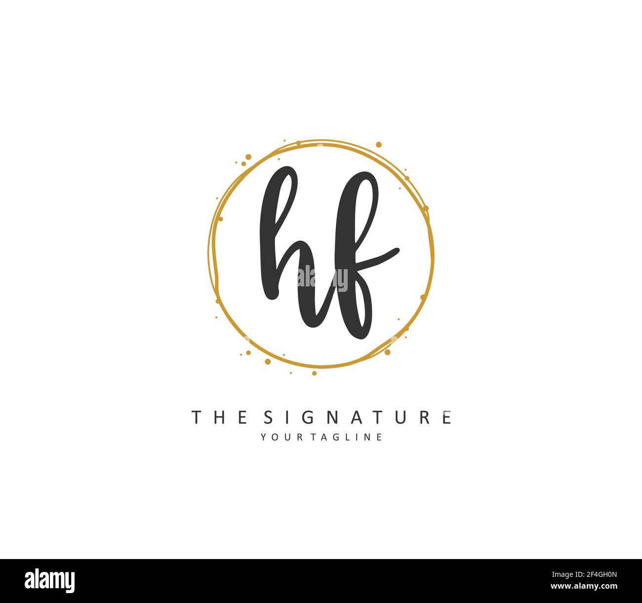 Hhf Lettering HF Initial letter handwriting and signature logo. A concept handwriting ...