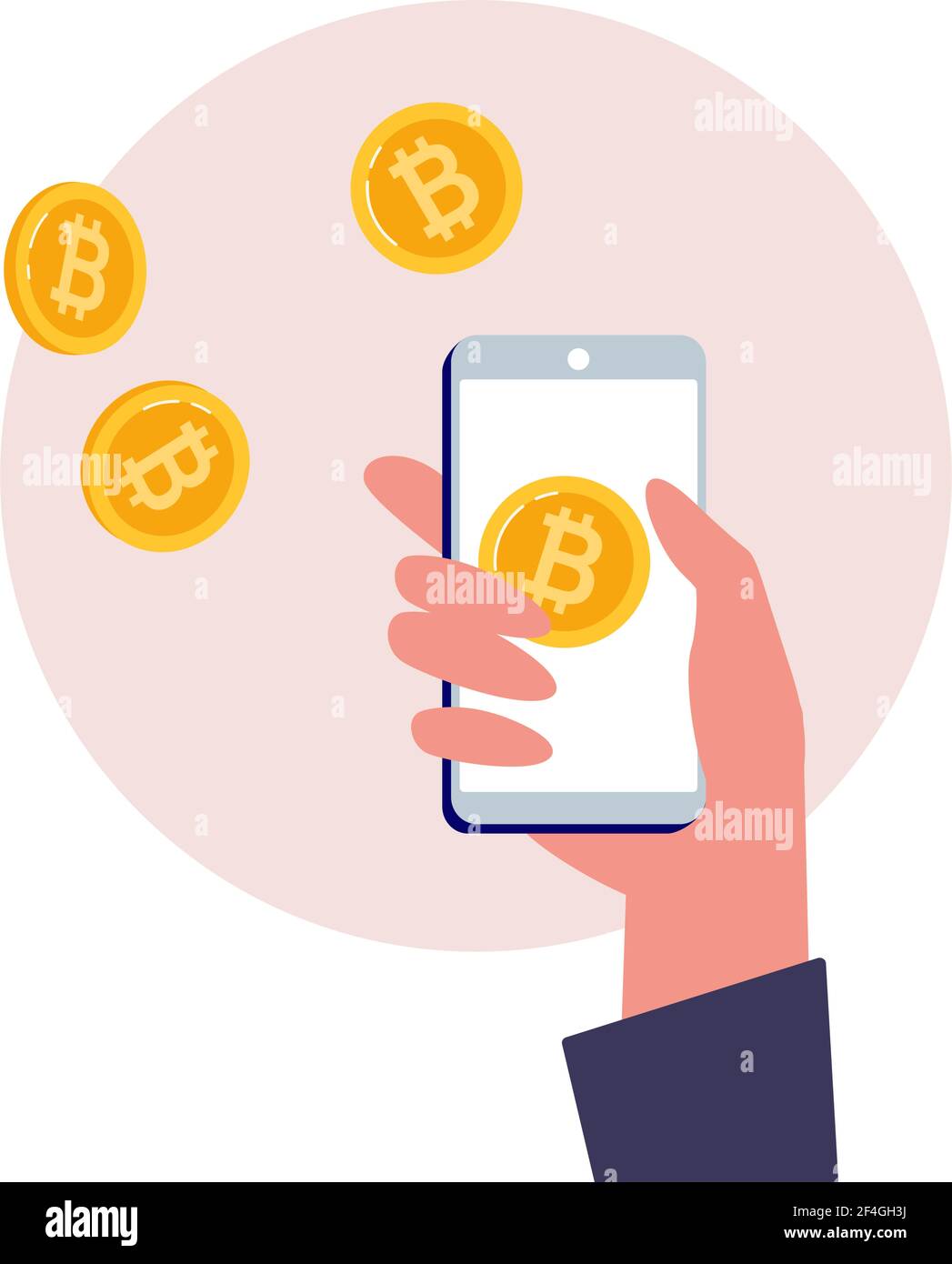 Mobile bitcoin wallet in hand. Blockchain technologies, digital money  market, cryptocurrency wallet. Vector illustration in flat style Stock  Vector Image & Art - Alamy