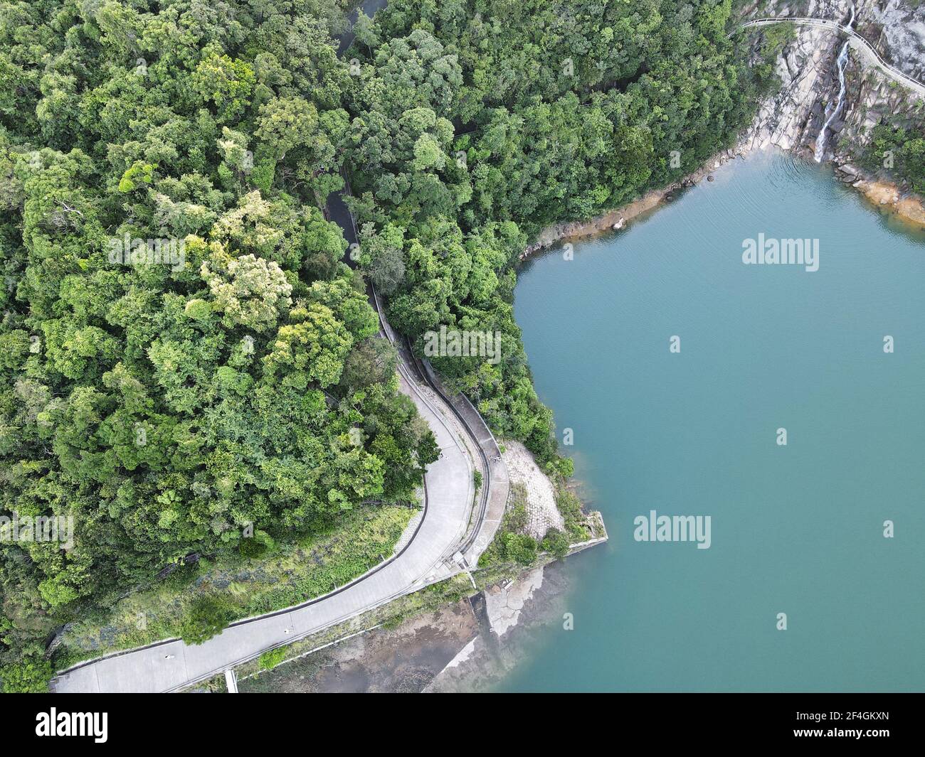 Aerial View of Tai Tam Reservoir in Hong Kong Stock Photo