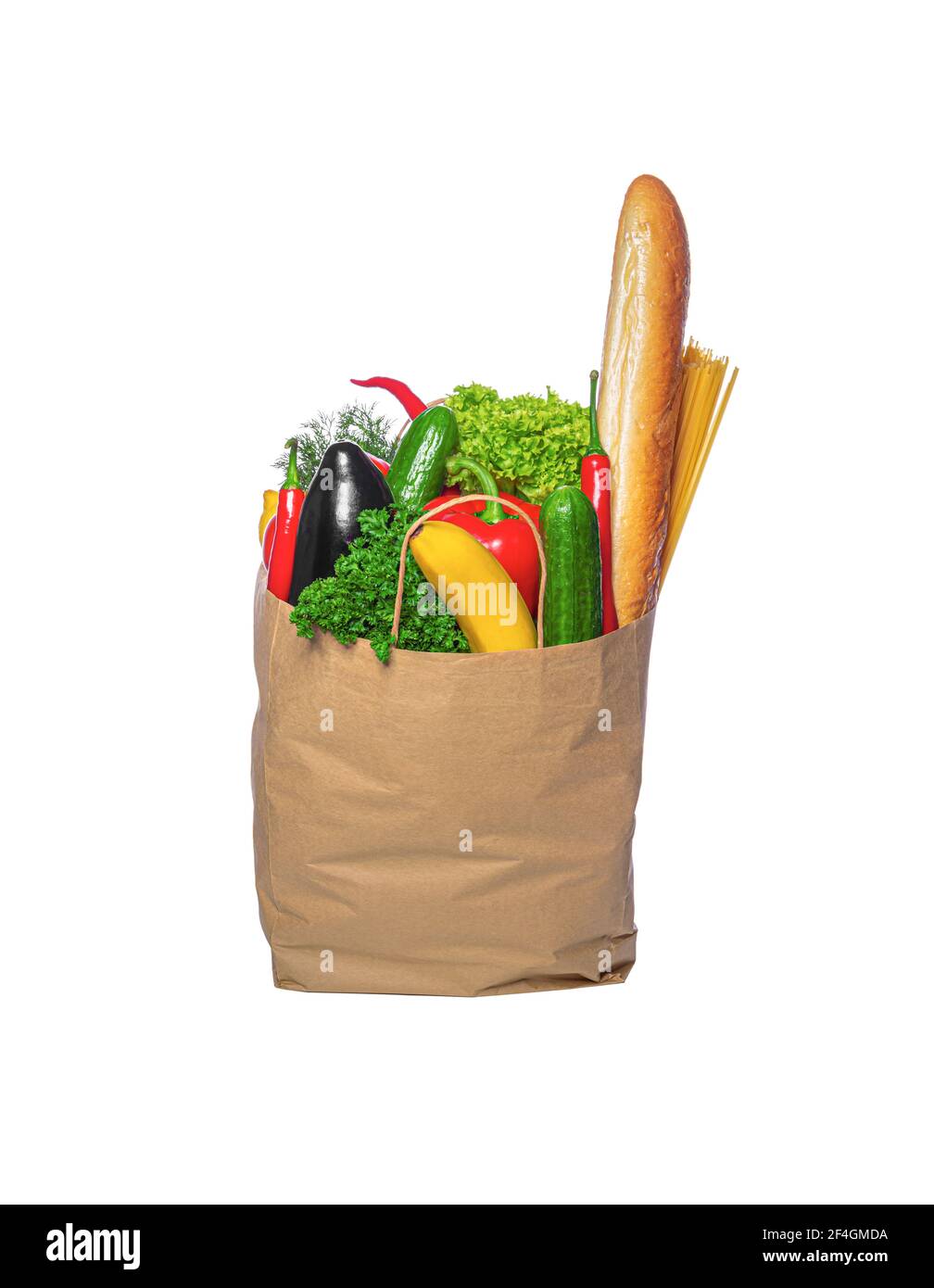Vegetables in a package from a store or market isolated on a white. Stock Photo