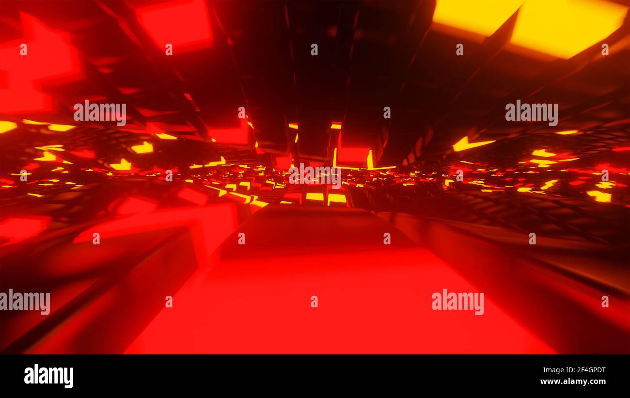 In between neon cube lights 3D render Stock Photo - Alamy