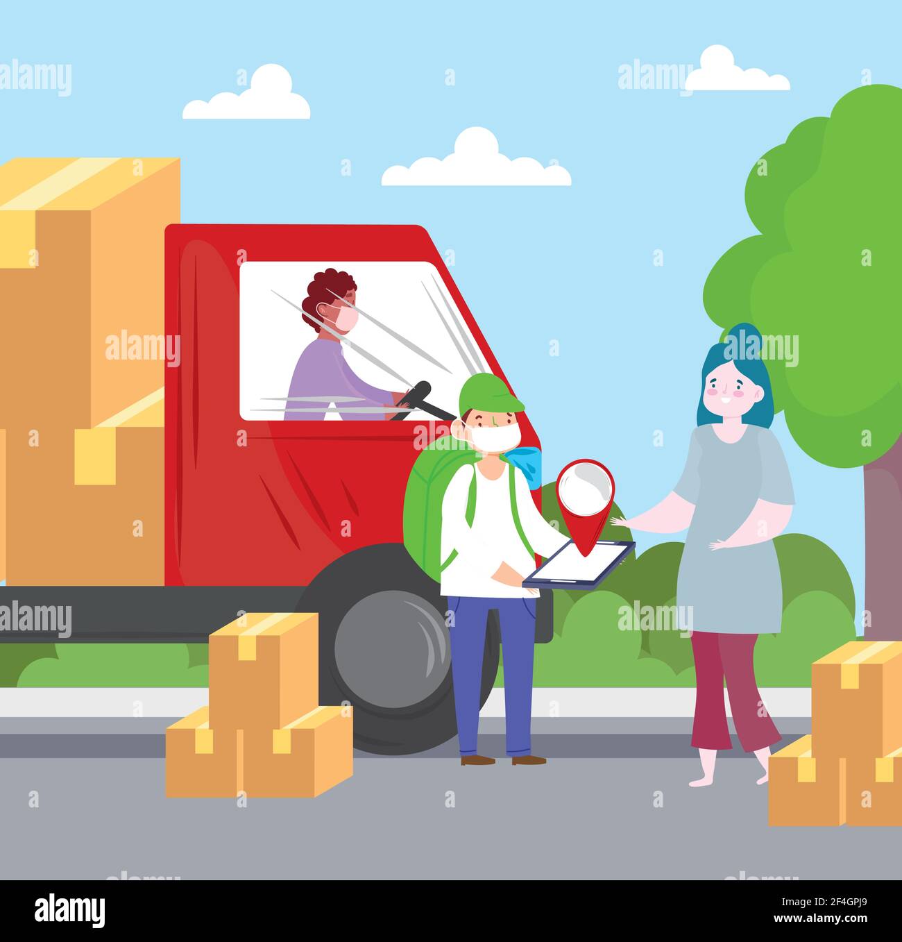delivery man customer receiving box Stock Vector Image & Art Alamy