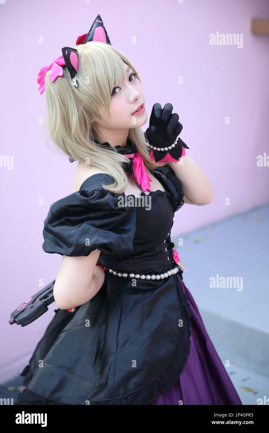 Portrait of Japan anime cosplay girl in pink tone Stock Photo - Alamy