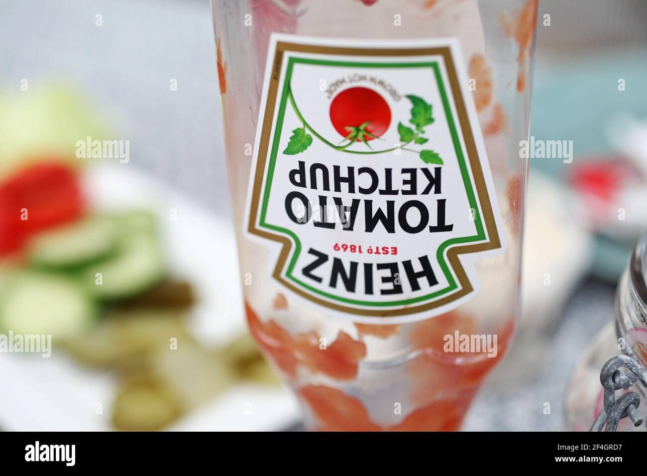 An empty ketchup bottle from Heinz Stock Photo Alamy