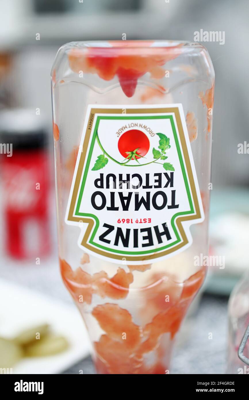 An empty ketchup bottle from Heinz Stock Photo Alamy