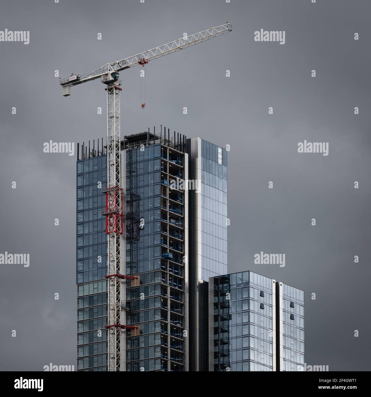 Residential tower under construction, Canary Wharf, London, United Kingdom Stock Photo