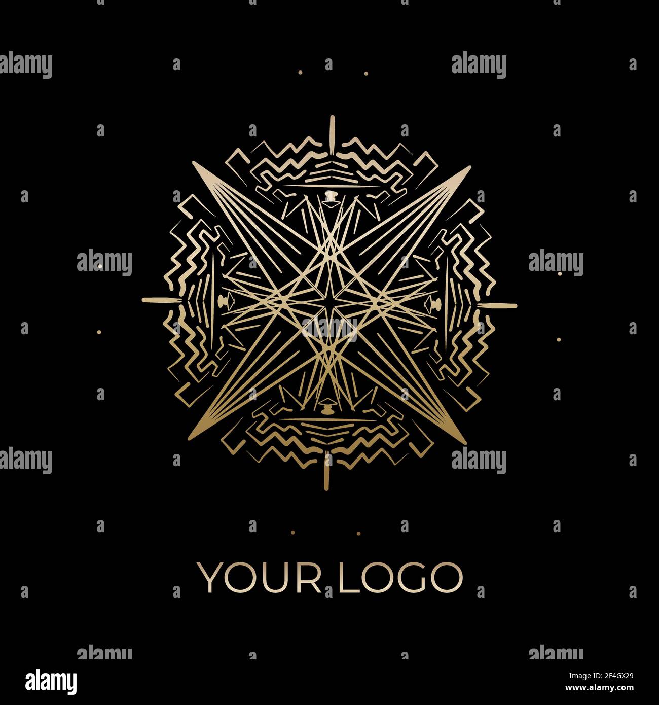 Mandala vector logo element. Ethnic ornaments luxury design.  Stock Vector