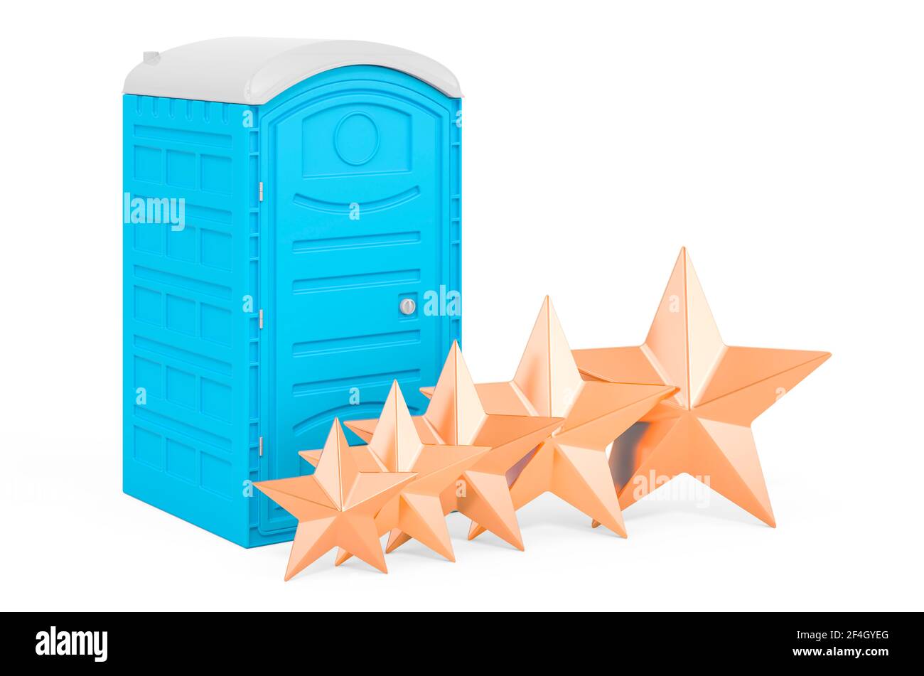 Customer rating of portable plastic toilet cabin. 3D rendering isolated on white background Stock Photo