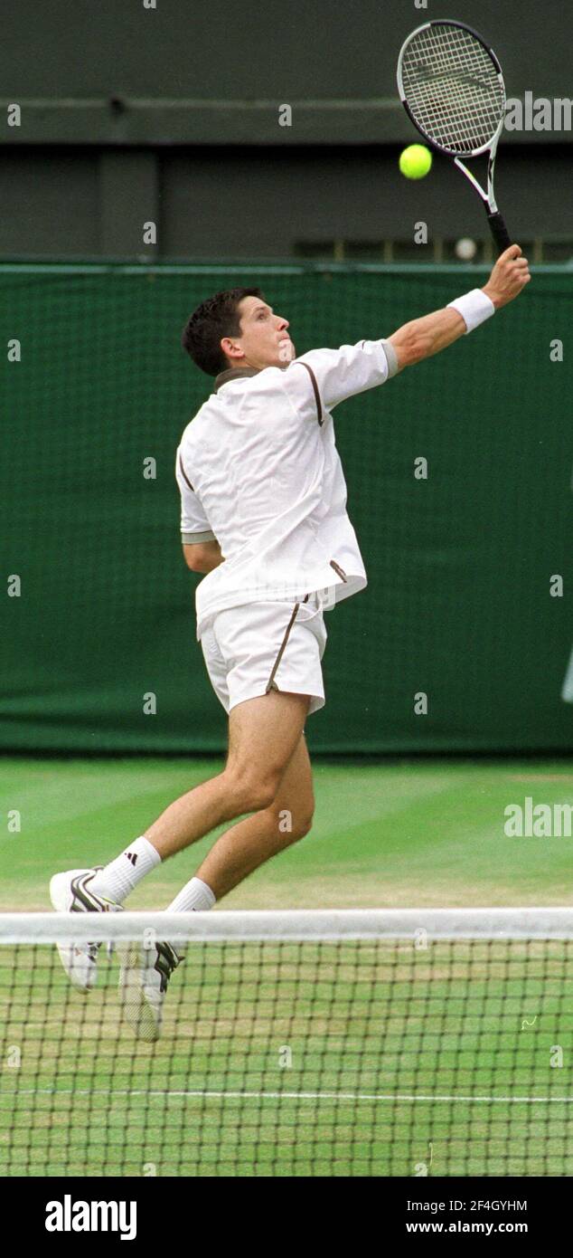 Tim Henman Wimbledon Tennis Championships June 1999during his match against Jin Courier on centre court Stock Photo