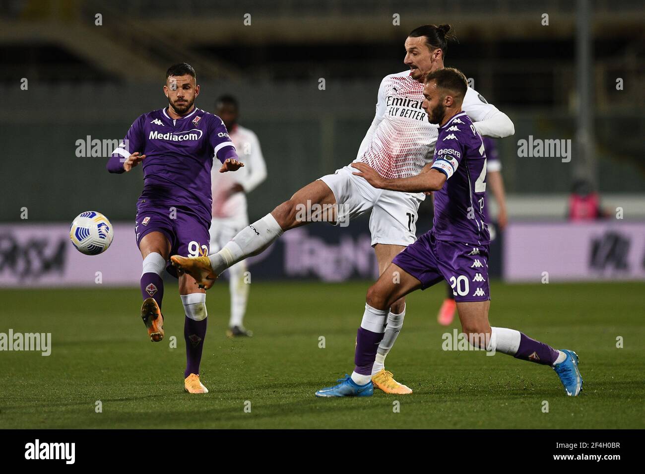 Florence, Italy. 21st Mar, 2021. Dusan Vlahovic (ACF Fiorentina) during ACF  Fiorentina vs AC Milan, Italian football Serie A match in Florence, Italy,  March 21 2021 Credit: Independent Photo Agency/Alamy Live News