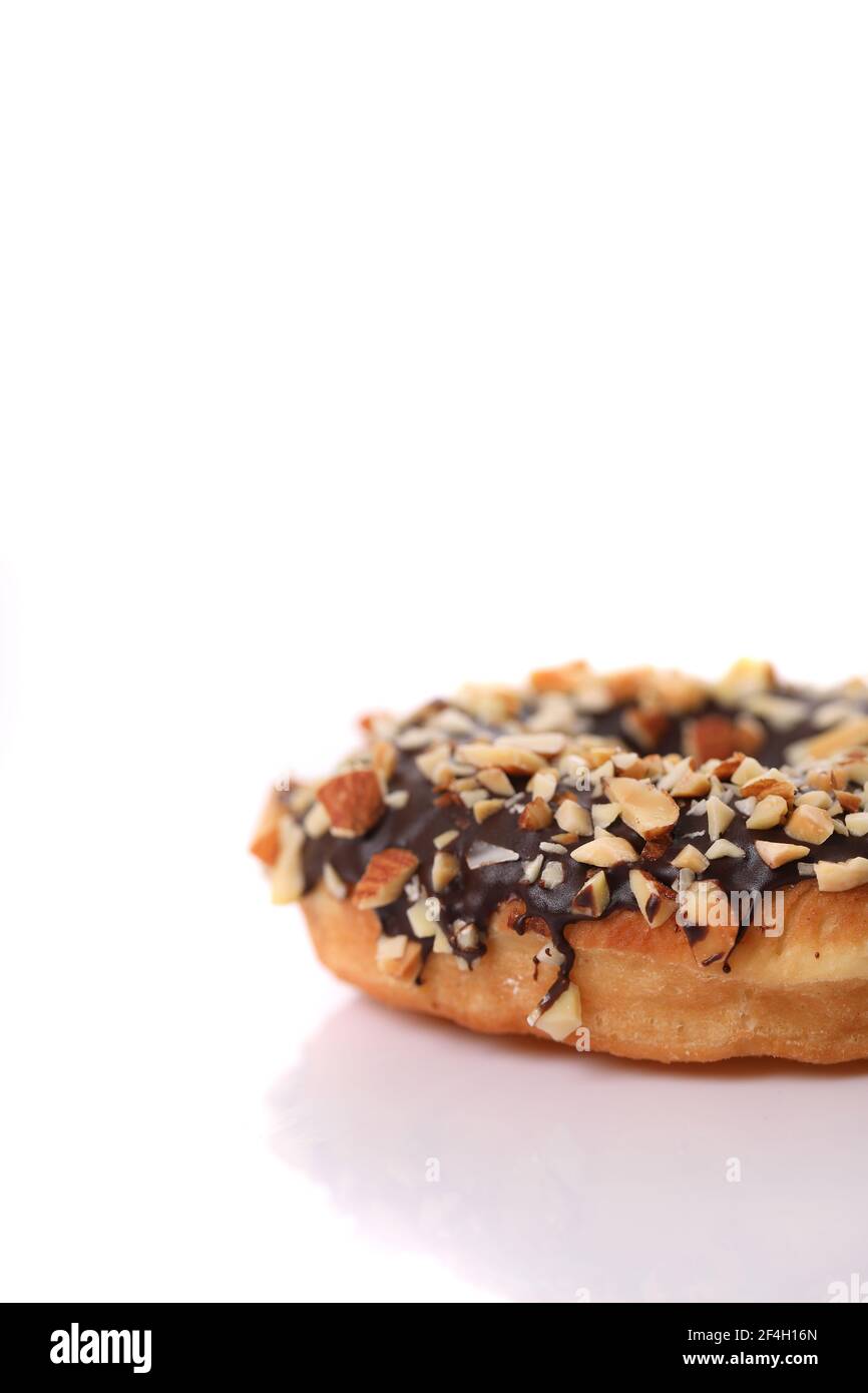 Chocolate and almond Donut isolated on white background Stock Photo - Alamy