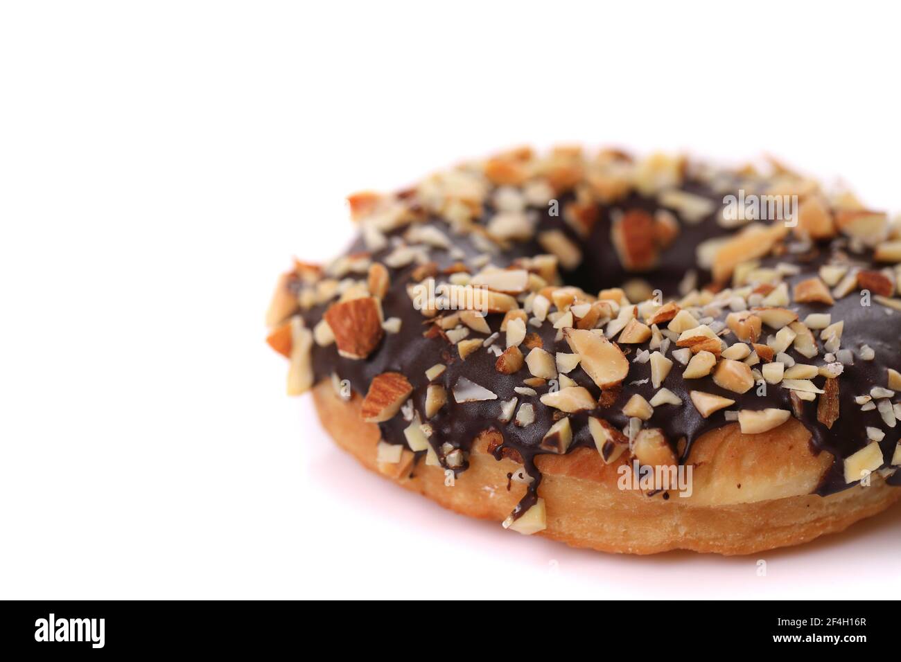 Chocolate and almond Donut isolated on white background Stock Photo - Alamy