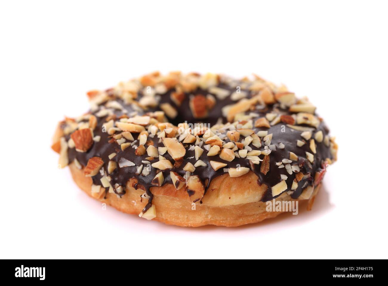 Chocolate and almond Donut isolated on white background Stock Photo - Alamy