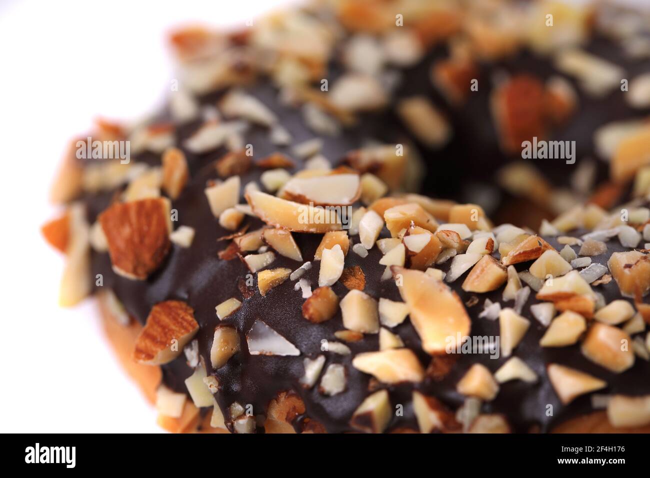 Chocolate and almond Donut isolated on white background Stock Photo - Alamy