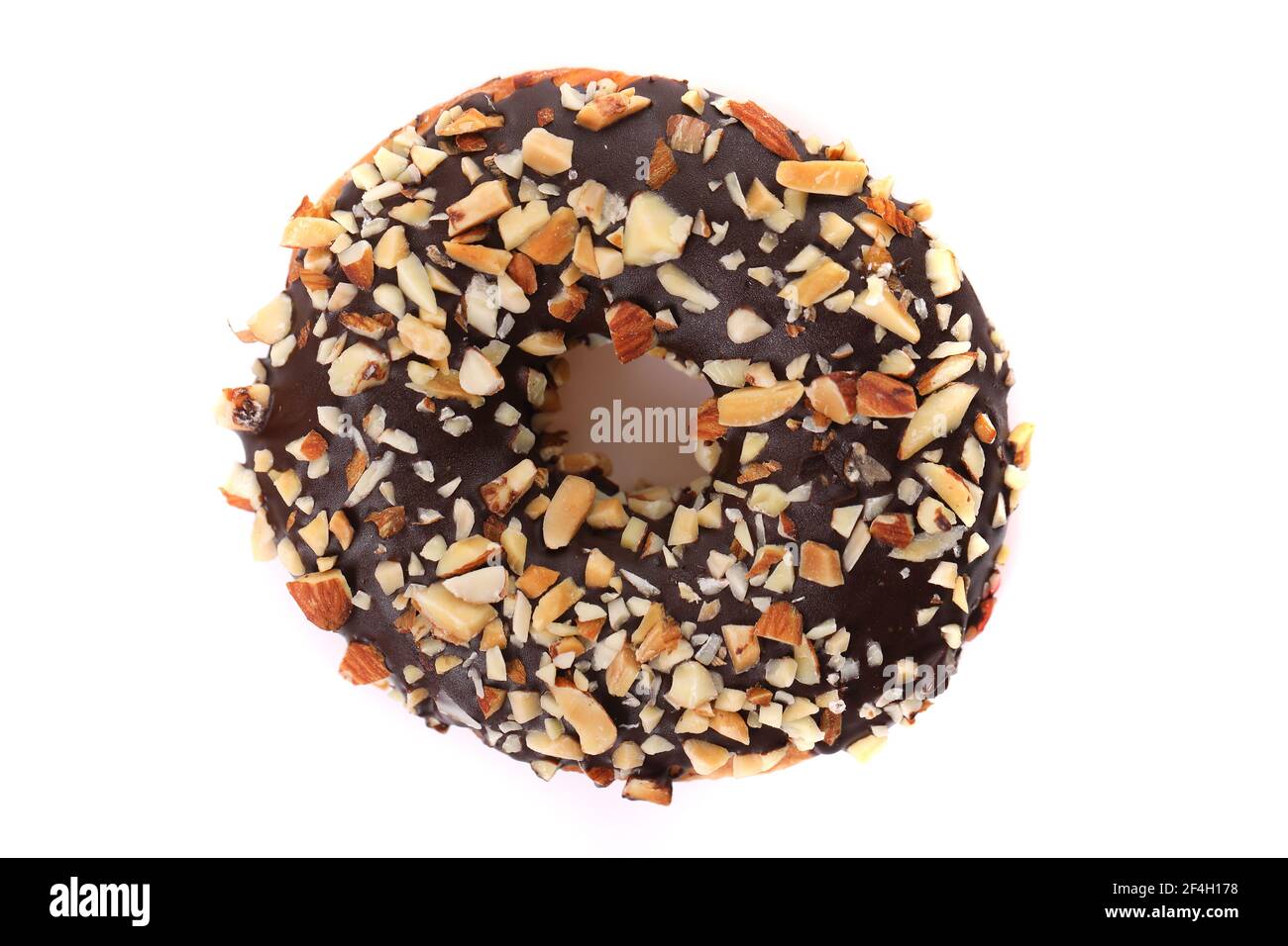 Chocolate and almond Donut isolated on white background Stock Photo - Alamy