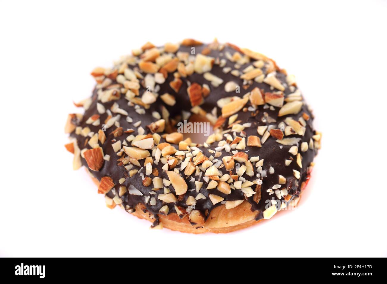 Chocolate and almond Donut isolated on white background Stock Photo - Alamy