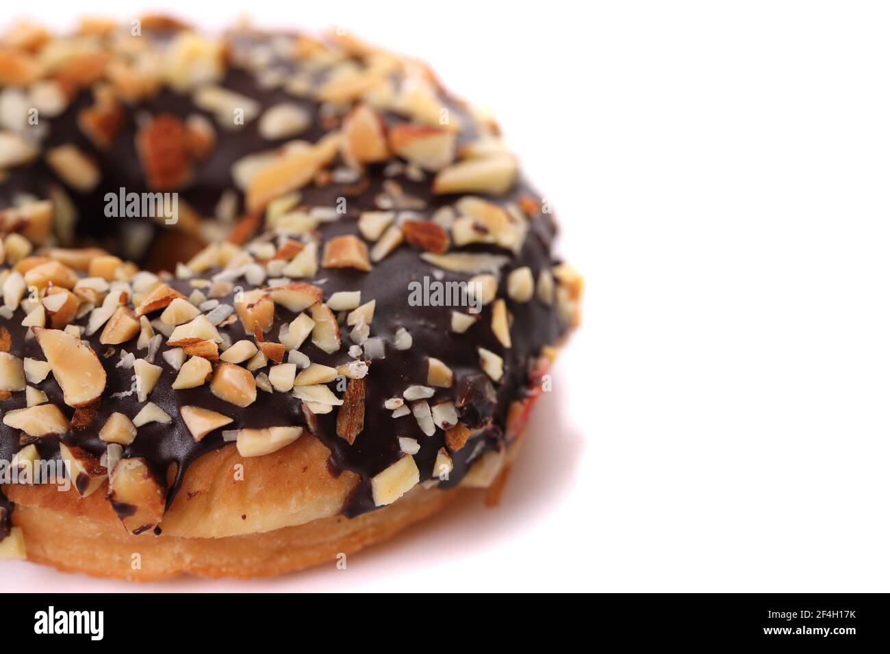 Chocolate and almond Donut isolated on white background Stock Photo - Alamy