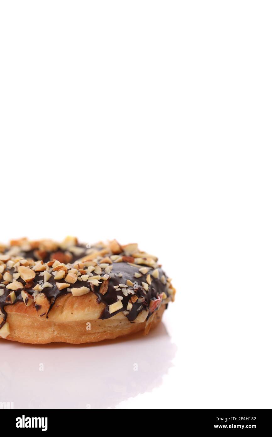 Chocolate and almond Donut isolated on white background Stock Photo - Alamy