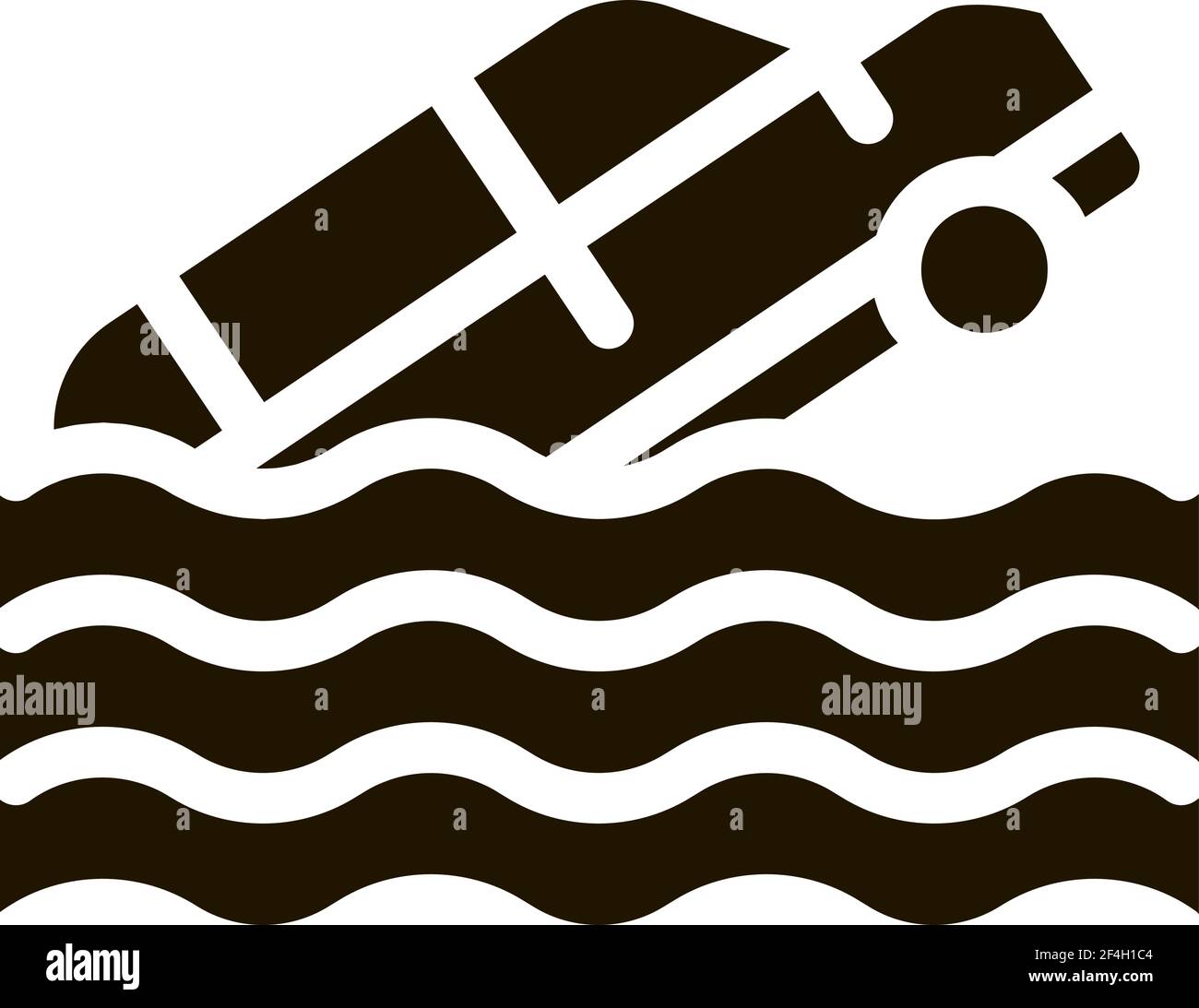 Sinking Car Icon Vector Glyph Illustration Stock Vector