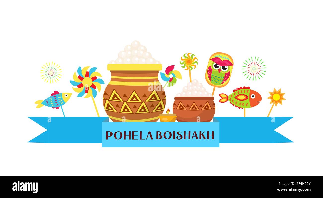 Happy Pohela Boishakh banner. Bengali New Year template for your design. Vector Illustration Stock Vector