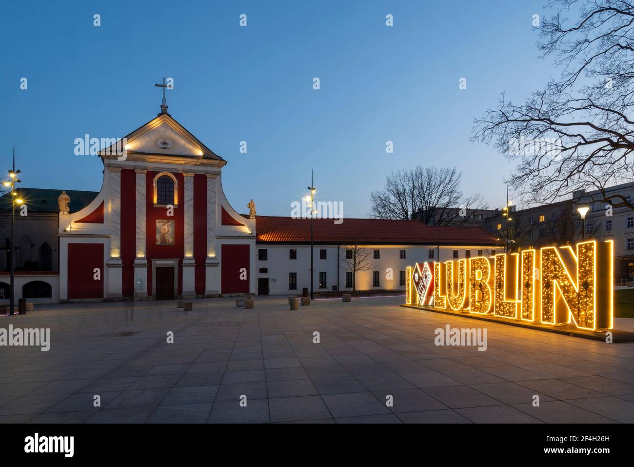 Lublin, Poland. Church of Saints Peter and Paul. Capuchin Order. Lithuanian square Stock Photo