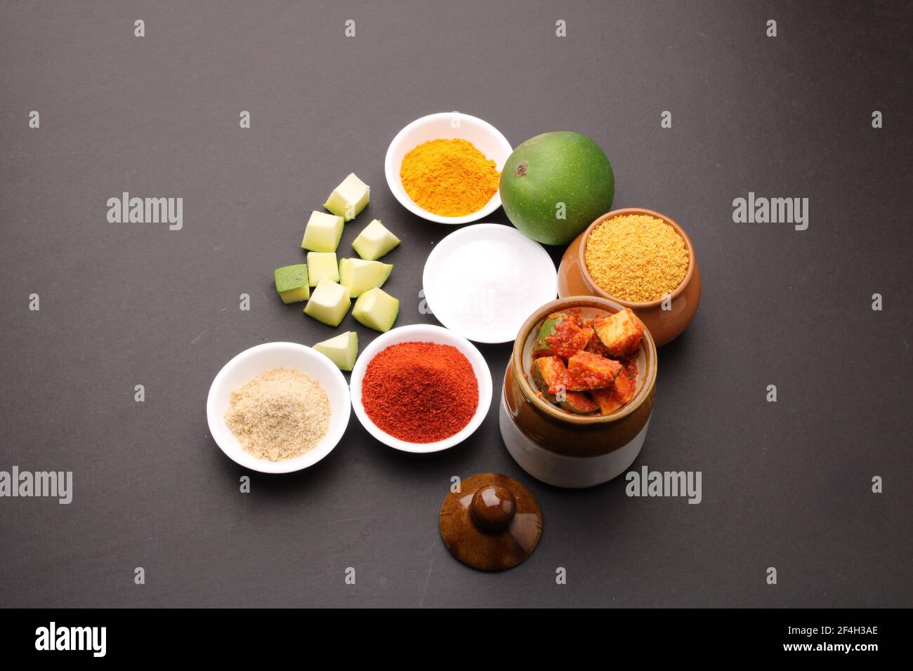 Homemade Mango Pickle Or m Ka Achar Kairi Loncha With Ingredients Stock Photo Alamy