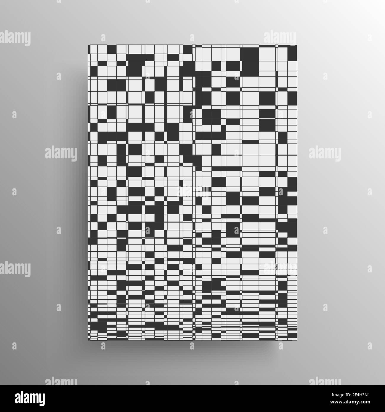 Minimalist abstract black and white geometry design for cover and poster or wall decoration, vector. Rectangular shape pattern for interior design Stock Vector
