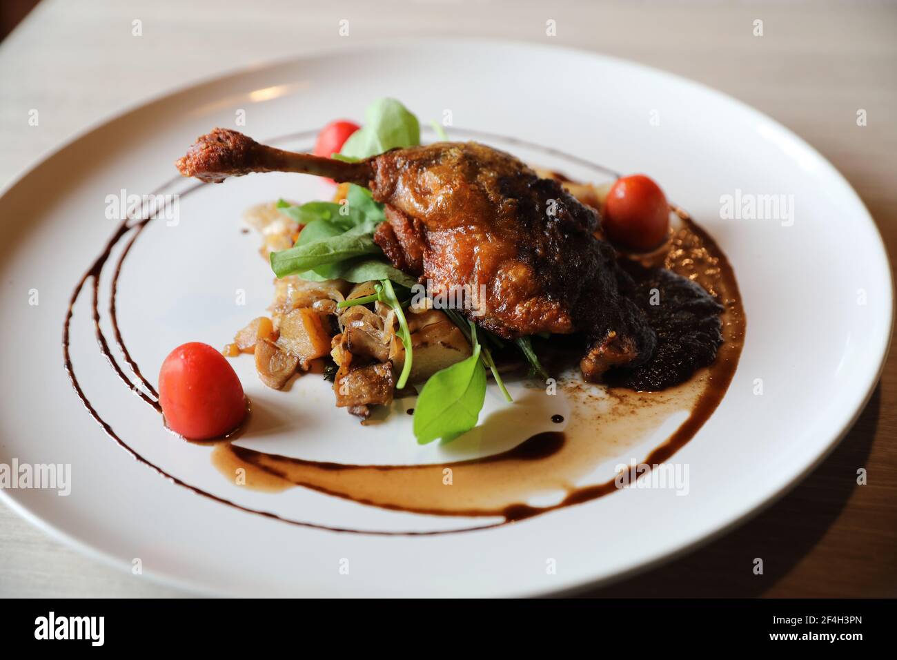 duck confit , Roasted Duck leg French food Stock Photo