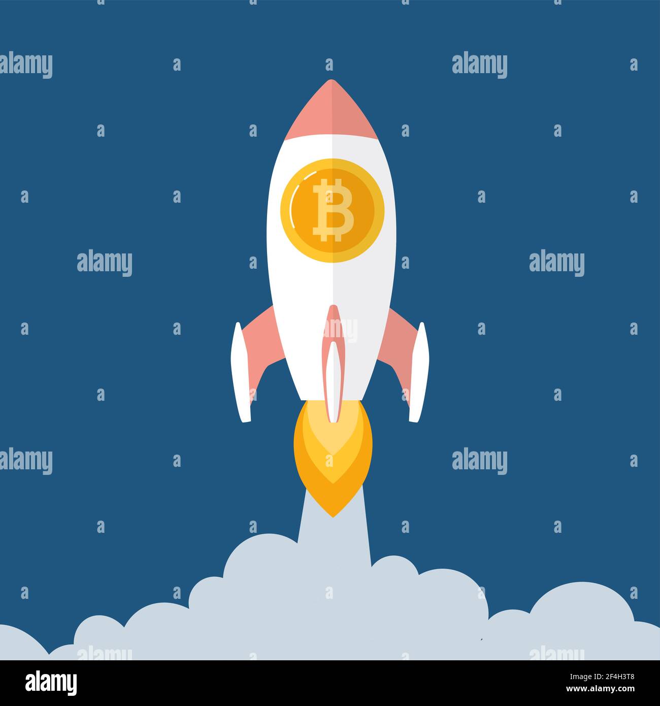 Bitcoin rate growth concept. Blockchain technologies, bitcoins, altcoins,  finance, digital money market, cryptocurrency wallet, rocket. Vector  illustration in flat style Stock Vector Image & Art - Alamy