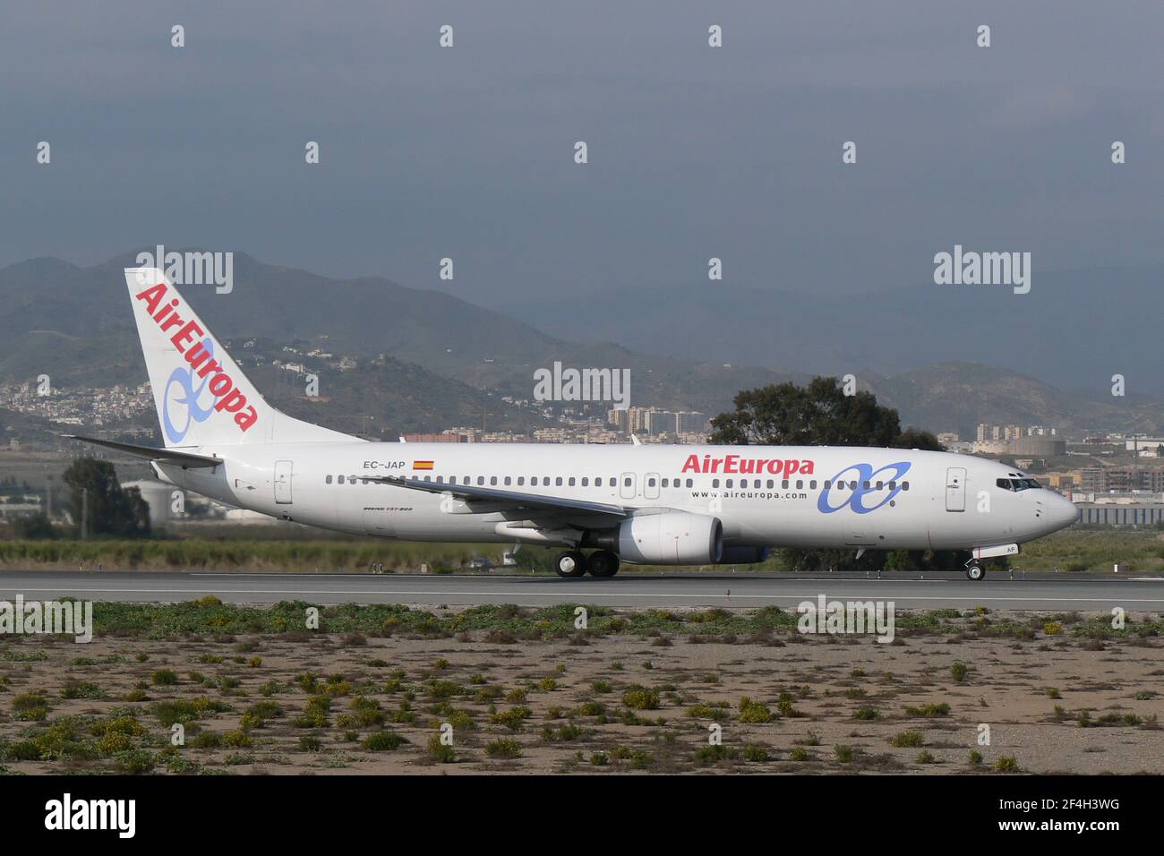 Air Europa Boeing 737-800 (EC-JAP) ready to take of from Malaga, Spain. Stock Photo