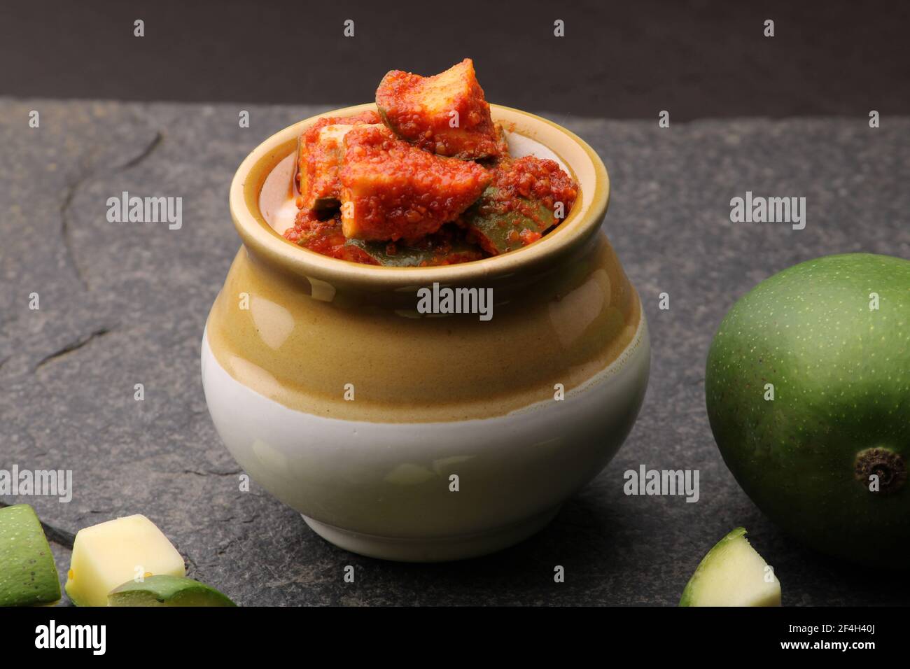 Homemade Mango Pickle Or m Ka Achar Kairi Loncha With Ingredients Stock Photo Alamy