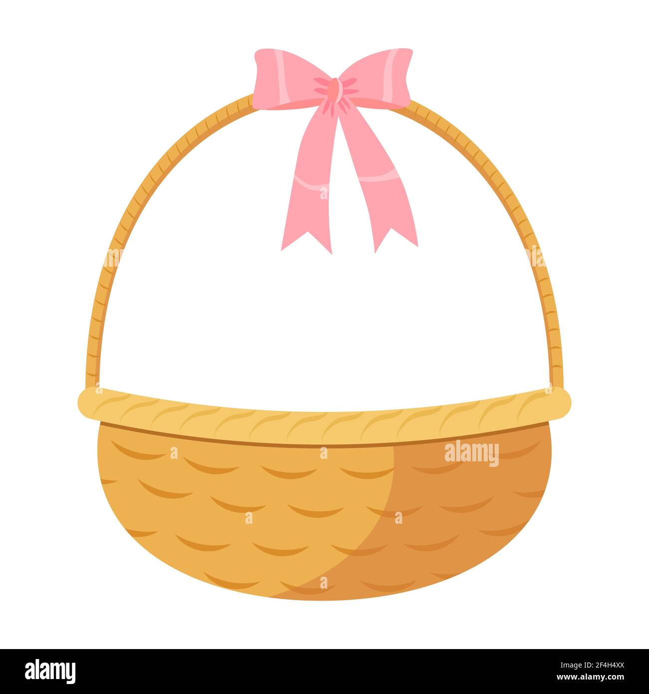 Retro empty wicker basket with pink ribbon isolated on white background.  Flat style design vector illustration Stock Vector Image & Art - Alamy