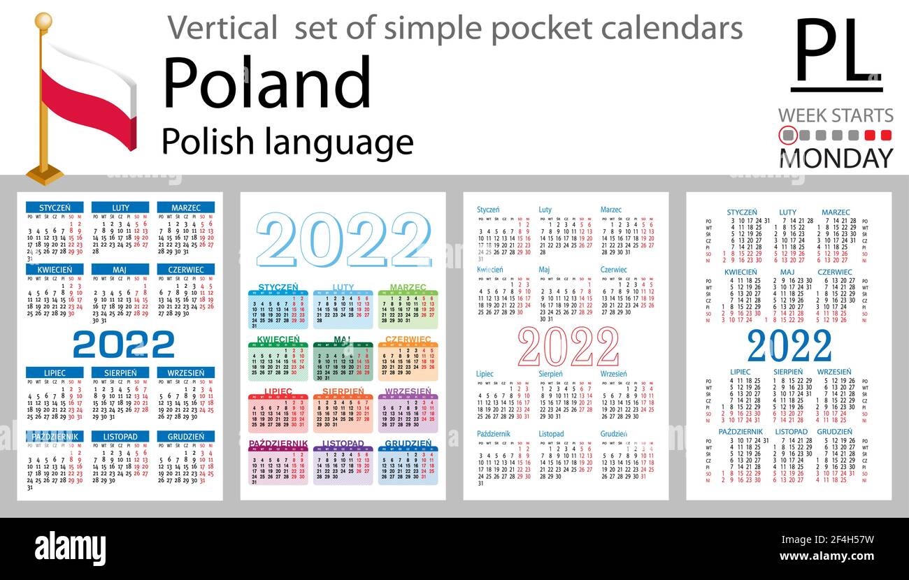 Polish vertical set of pocket calendars for 2022 (two thousand twenty