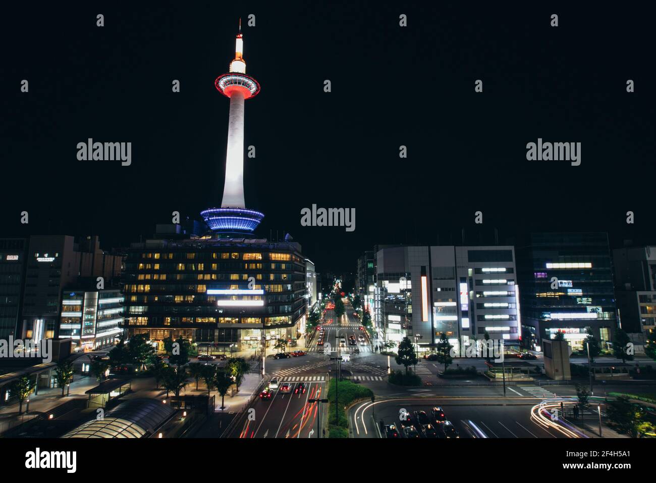cityscape of Kyoto at night in film vintage style Stock Photo - Alamy