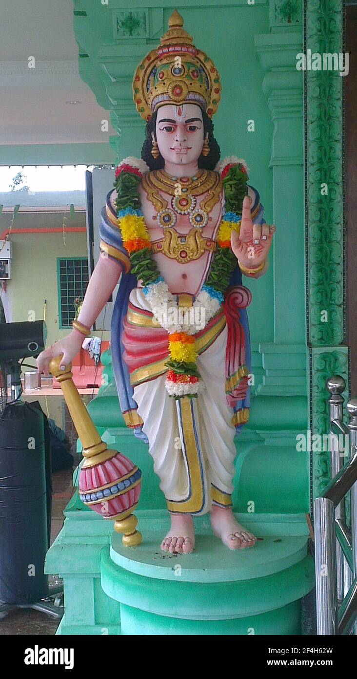 Colourful Hindi statues outside the Batu caves in Kuala Lumpur Stock