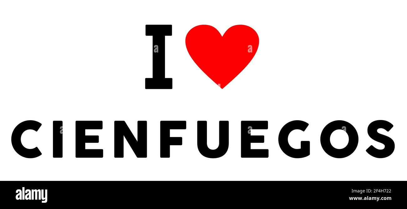 I love Cienfuegos city like heart travel tourism symbol Stock Photo