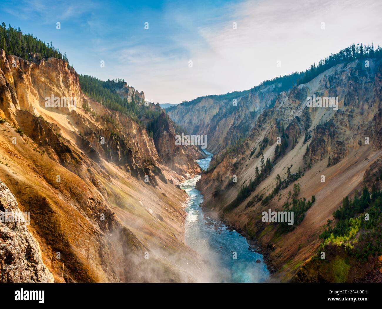 View downstream of the Grand Canyon of Yellowstone. High quality photo Stock Photo