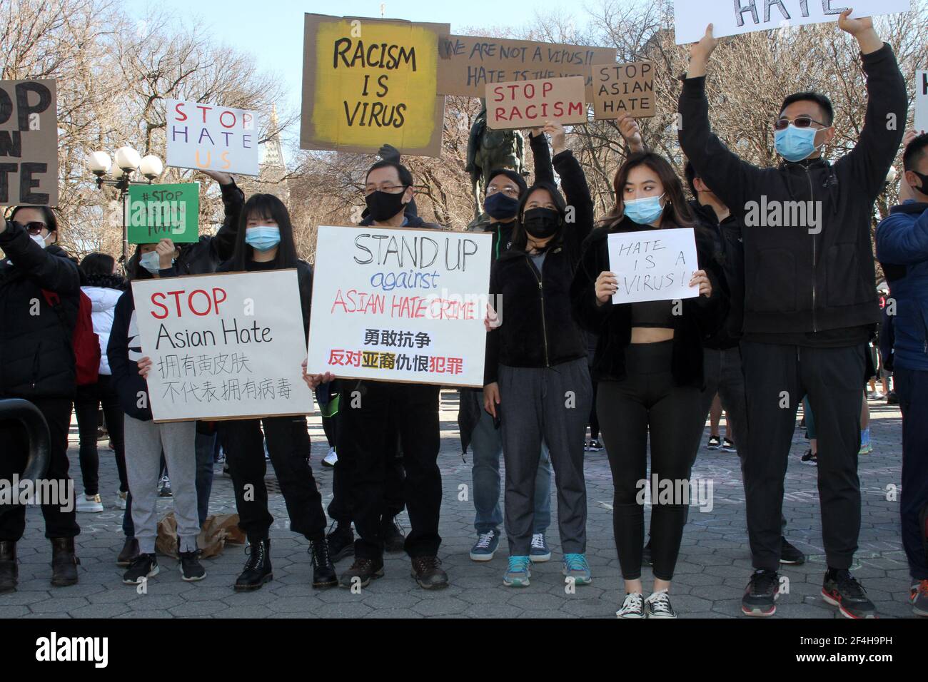 March 21, 2021, New York, New York, USA: New York - Black and Asian Community came out early today for a rally and run against Hate. The Rally was held at Manhattan's Union Square. (Credit Image: © Bruce Cotler/ZUMA Wire) Stock Photo