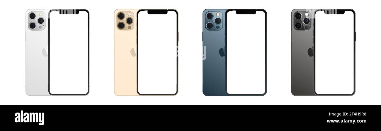 Apple Iphone 12 Pro Max In Four Colors Iphone Mockup Set Vector Illustration Isolated On White Background Stock Vector Image Art Alamy