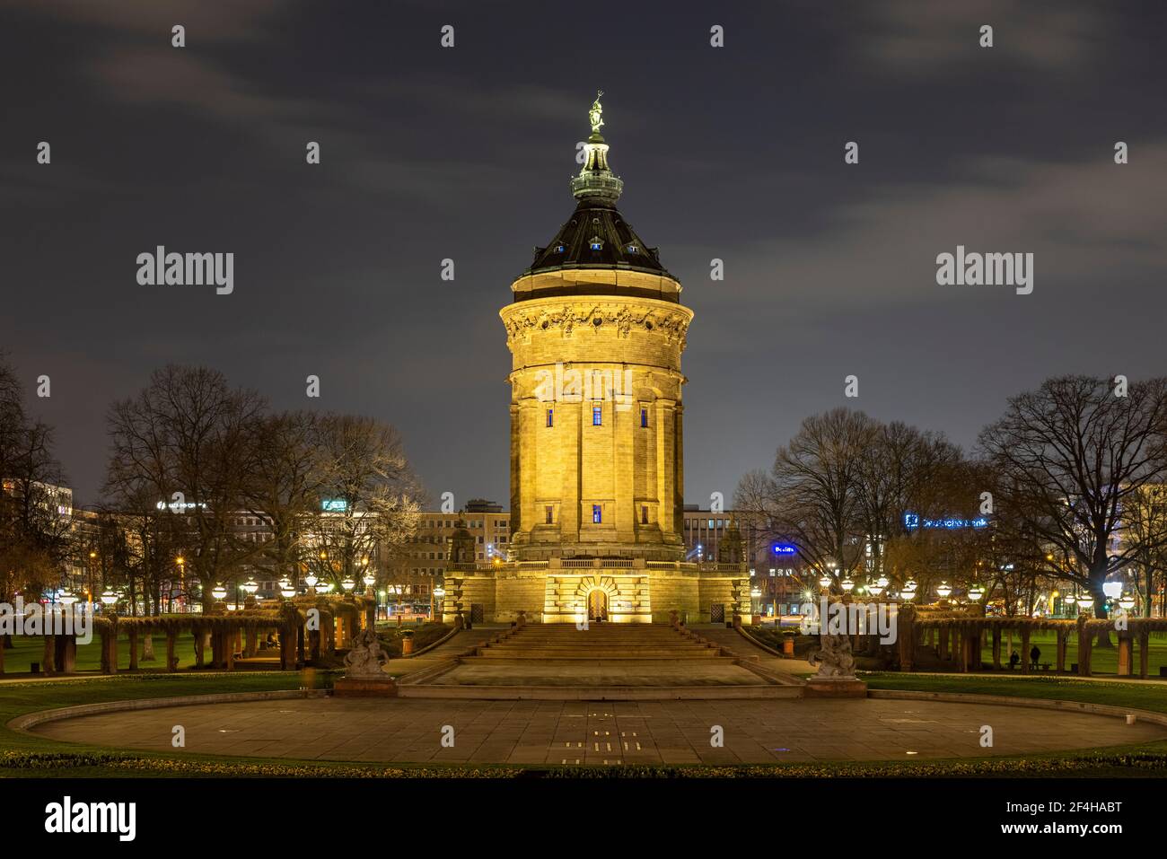 Old water tower downtown Mannheim, Germany, is one of most photographed