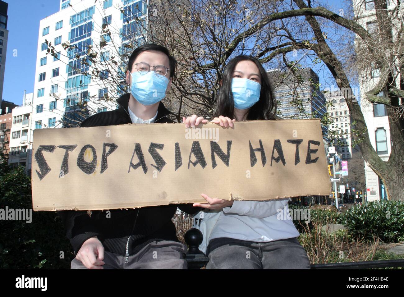 March 21, 2021, New York, New York, USA: New York - Black and Asian Community came out early today for a rally and run against Hate. The Rally was held at Manhattan's Union Square. (Credit Image: © Bruce Cotler/ZUMA Wire) Stock Photo