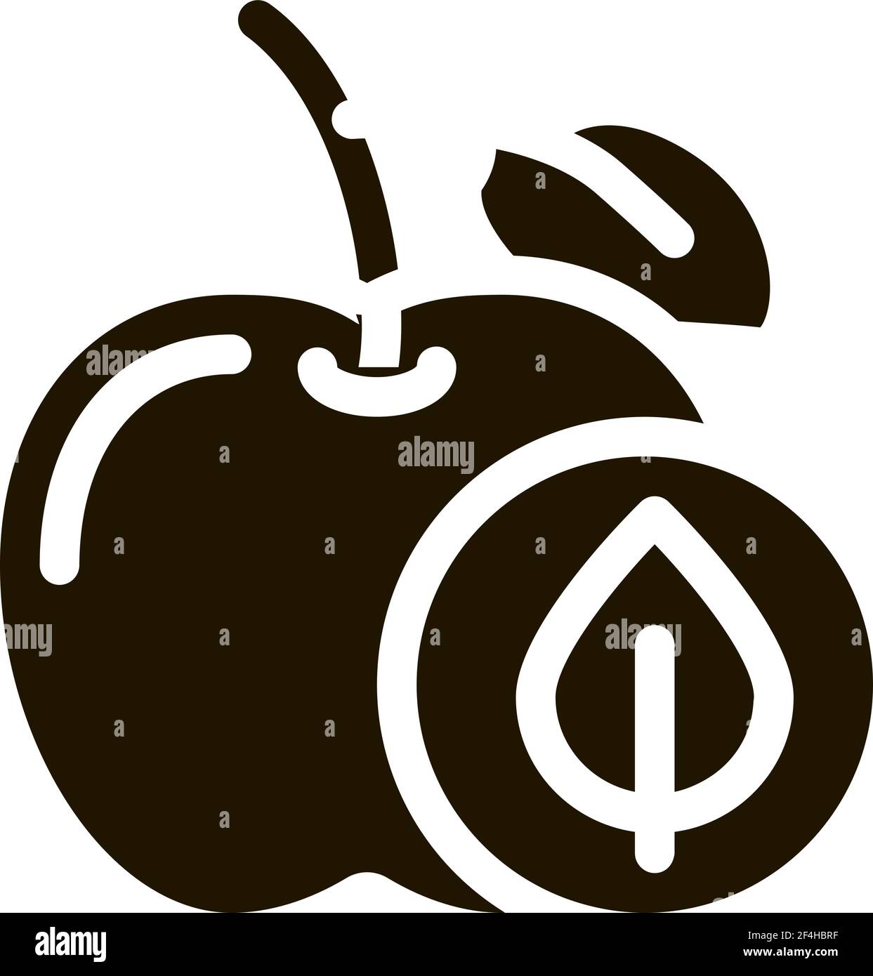 Apple Fruit Leaf Icon Vector Glyph Illustration Stock Vector Image ...