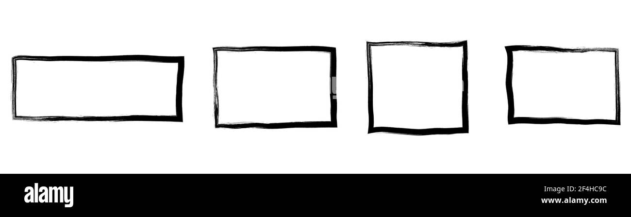 Grunge rectangular frame, blank frame. Set of hand drawn rectangle. Vector illustration on white background. Stock Vector